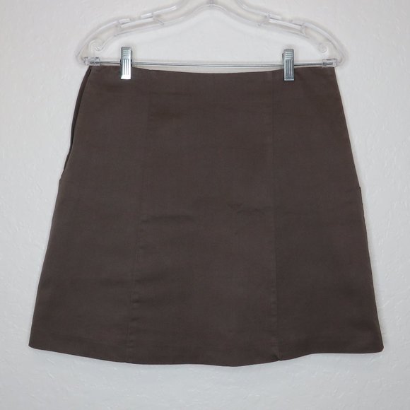 H&M* Women's Fully Lined Half Side Zip Front Pockets A-Line Tan Skirt~ Size 10 - Picture 2 of 8